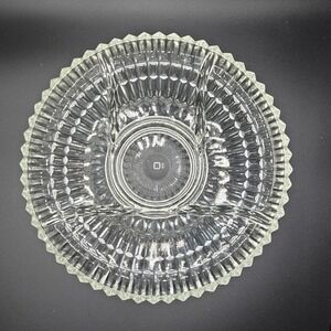 Indiana Glass Vintage Clear Ribbed 5 Part Divided 12" Round Relish Tray